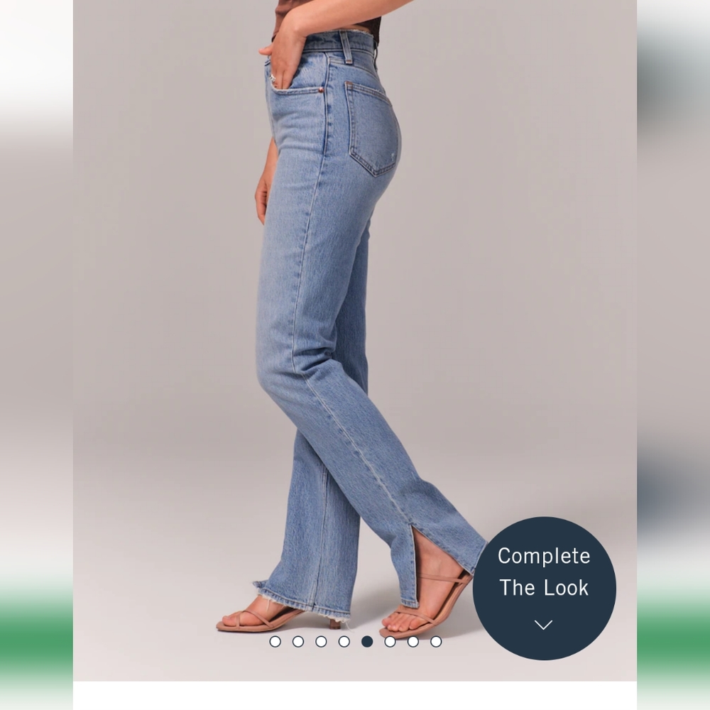Abercrombie Curve Love The 90s Straight Ultra High Rise Slit Hem Jean